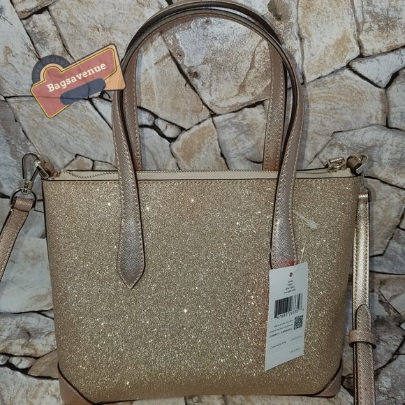 Lola Joeley Shimmy Glitter Lola Satchel Crossbody Rose Gold Small Kate Spade - Picture 10 of 14